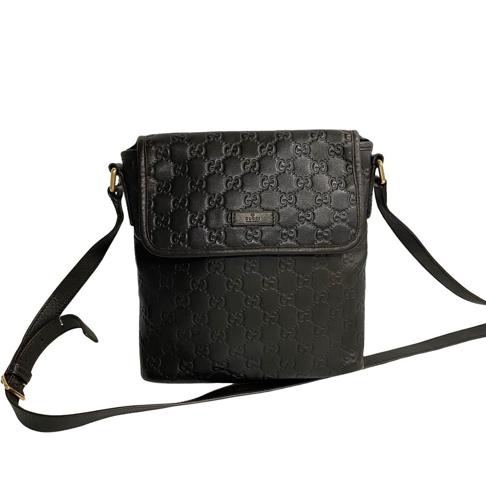 Gucci Shima GG Pattern Leather Mini Bag Pochette Brown - Picture 1 of 11